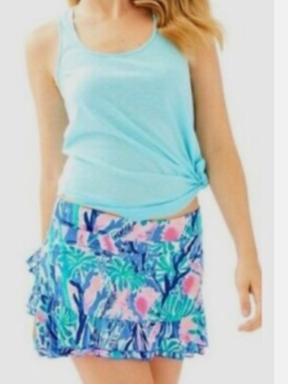Lilly Pulitzer Blue and Pink Luxotic Skort *RARE* M